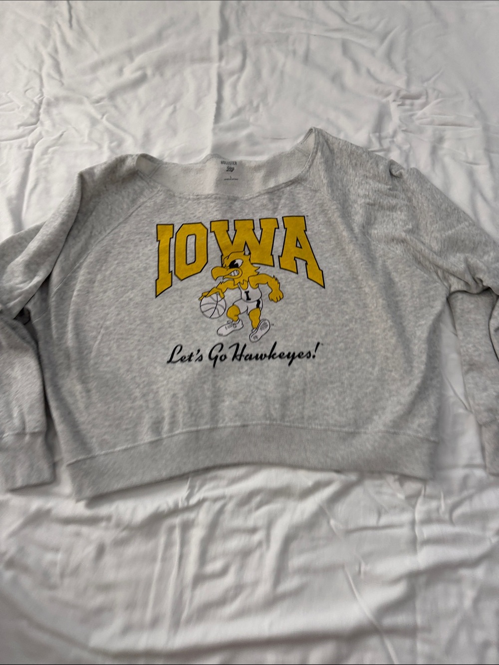 Hollister Gray Crewneck Sweatshirt with Yellow Iowa Graphic